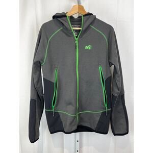 MILLET Mens Size US S Full Zip Hoodie Fleece Jacket Zipper Pockets Gray Green